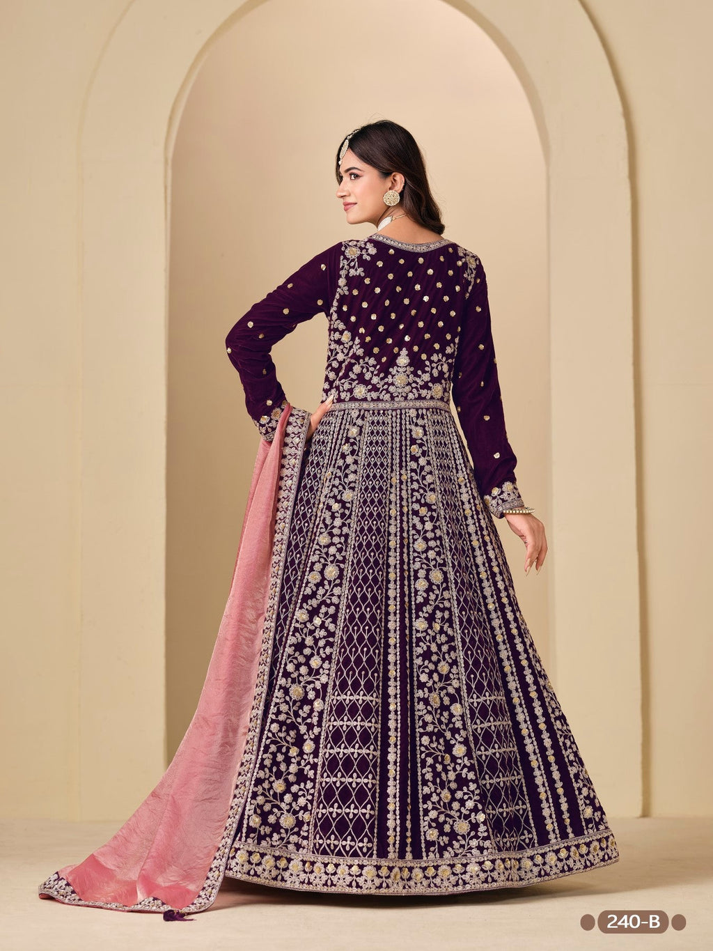 Anaita Purple Velvet Anarkali Suits With Heavy Embroidery Work