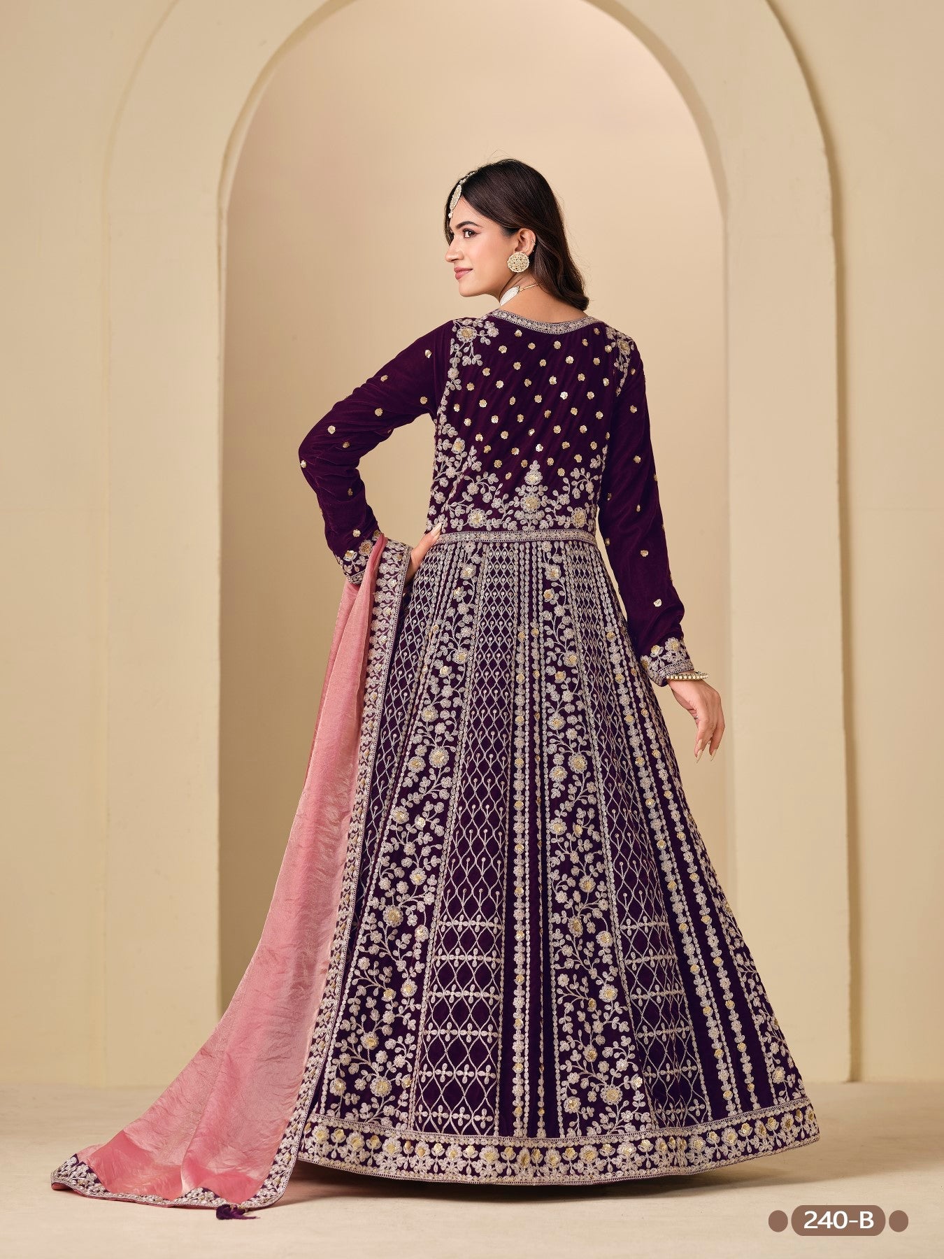 Anaita Purple Velvet Anarkali Suits With Heavy Embroidery Work