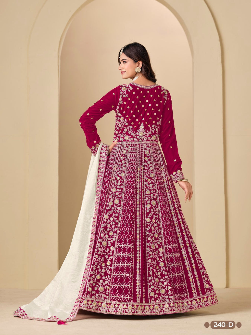 Anaita Magenta Velvet Anarkali Suits With Heavy Embroidery Work