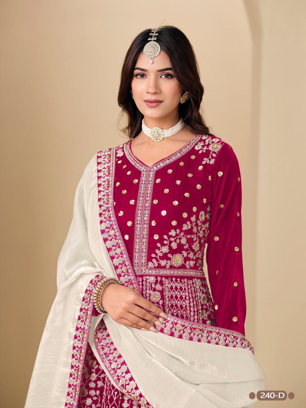 Anaita Magenta Velvet Anarkali Suits With Heavy Embroidery Work