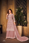 Anaita Light Brown Embroidered Net Plazzo Suit