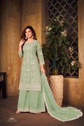 Anaita Light Green Embroidered Net Plazzo Suit