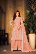 Anaita Orange Embroidered Net Plazzo Suit