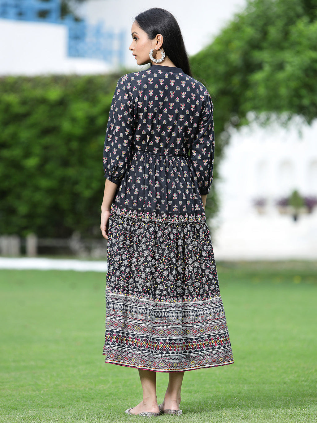 Juniper Womens Black Cambric Printed Dress