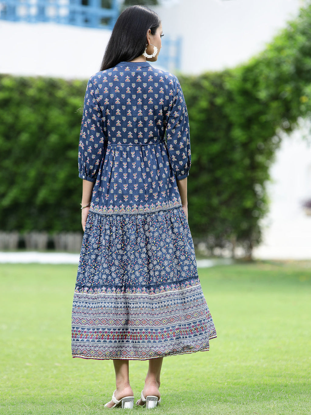 Juniper Womens Indigo Cambric Printed Dress