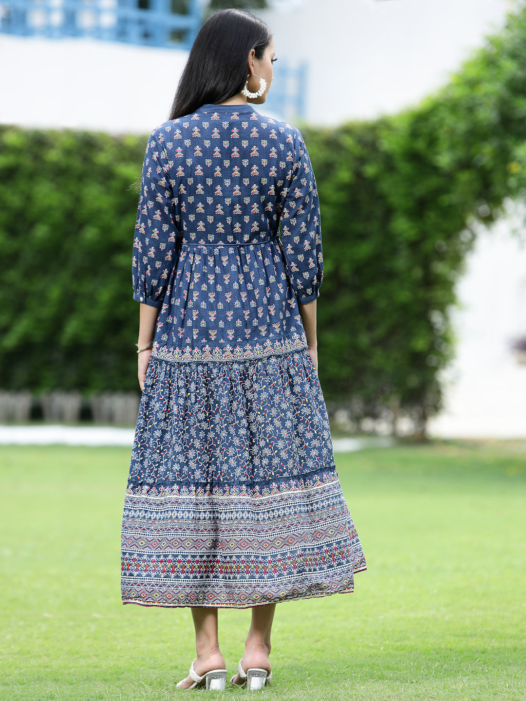 Juniper Womens Indigo Cambric Printed Dress
