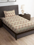 Story@home Brown & White Striped Microfiber 180 TC Bedsheet With Pillow Cover