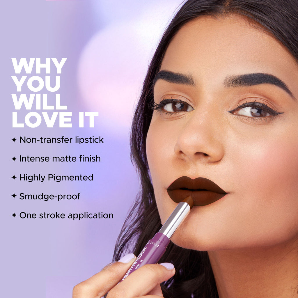 Hilary Rhoda Pro Matte Non-Transfer Waterproof Lipstick - Dark Brown 13