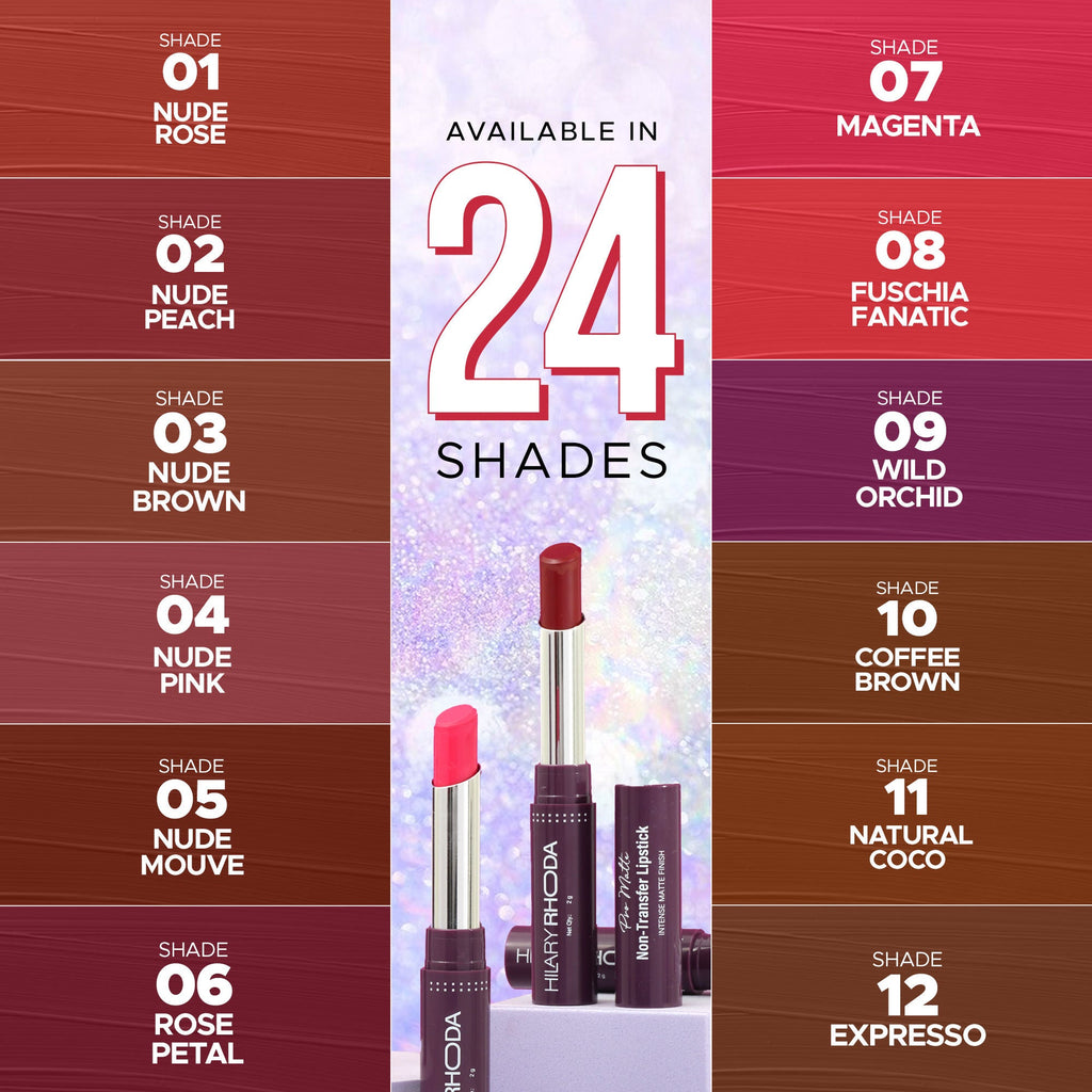 Hilary Rhoda Pro Matte Non-Transfer Waterproof Lipstick - Dark Brown 13