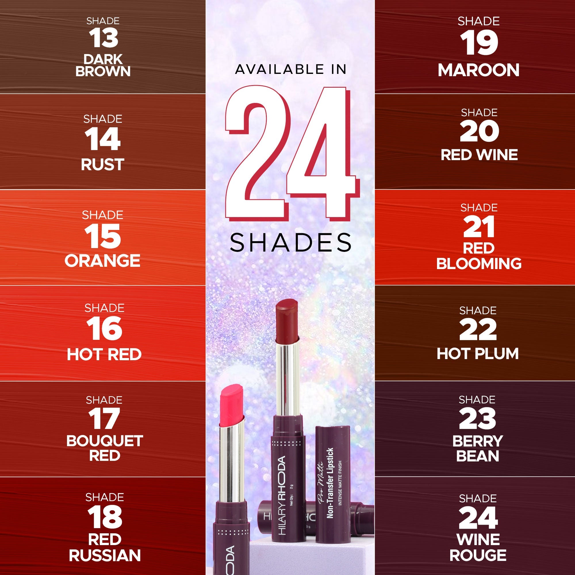 Hilary Rhoda Pro Matte Non-Transfer Waterproof Lipstick - Wine Rouge 24