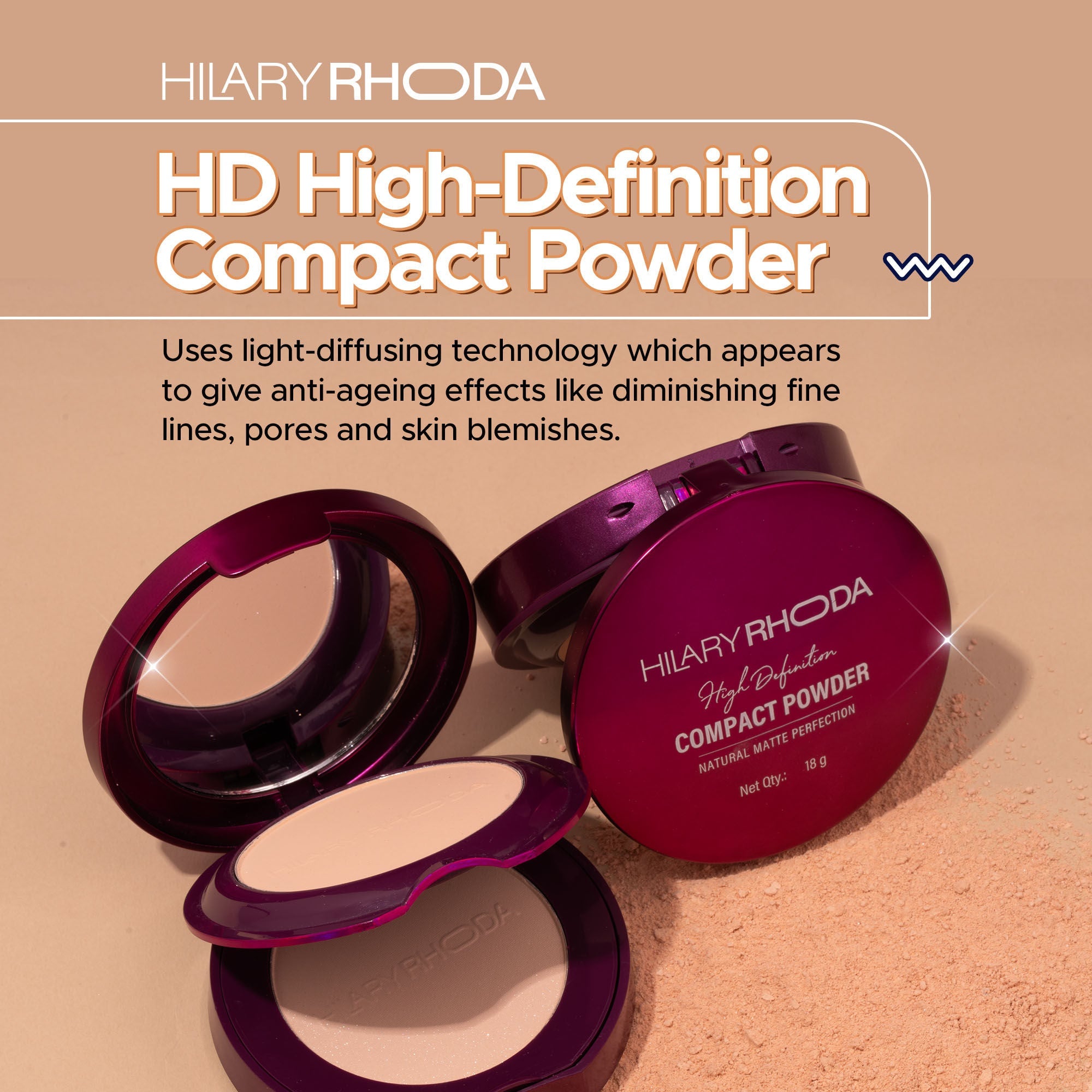Hilary Rhoda HD High-Definition Matte Pressed Powder - Buff Beige 03