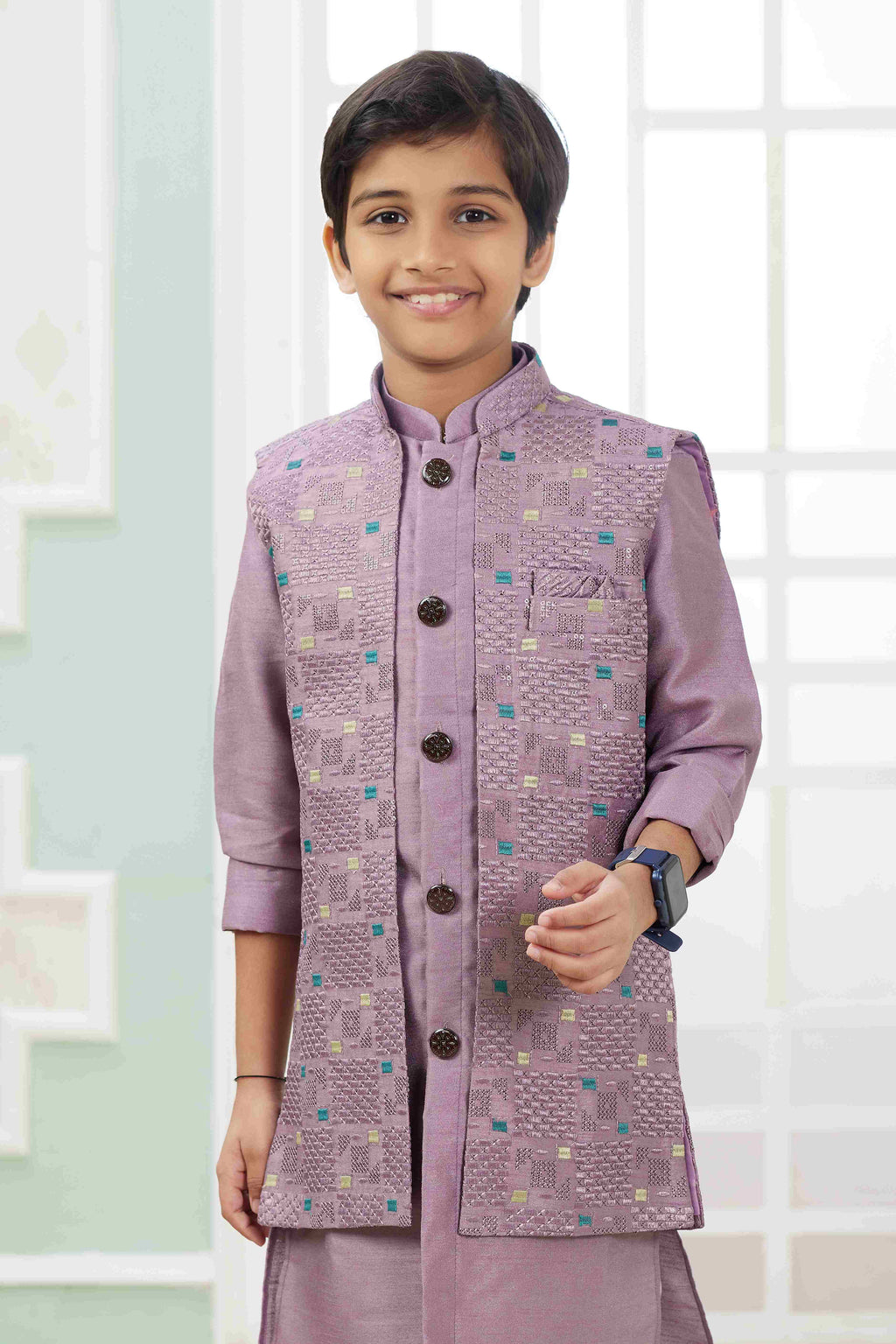 Raivat Ethnic Art Silk Embroidery Work 3 Pics Jacket Set In Onion Pink Colour