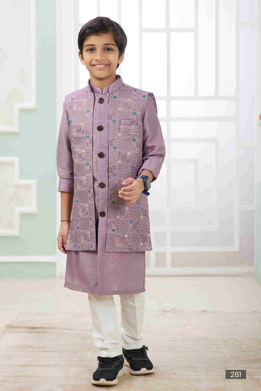 Raivat Ethnic Art Silk Embroidery Work 3 Pics Jacket Set In Onion Pink Colour