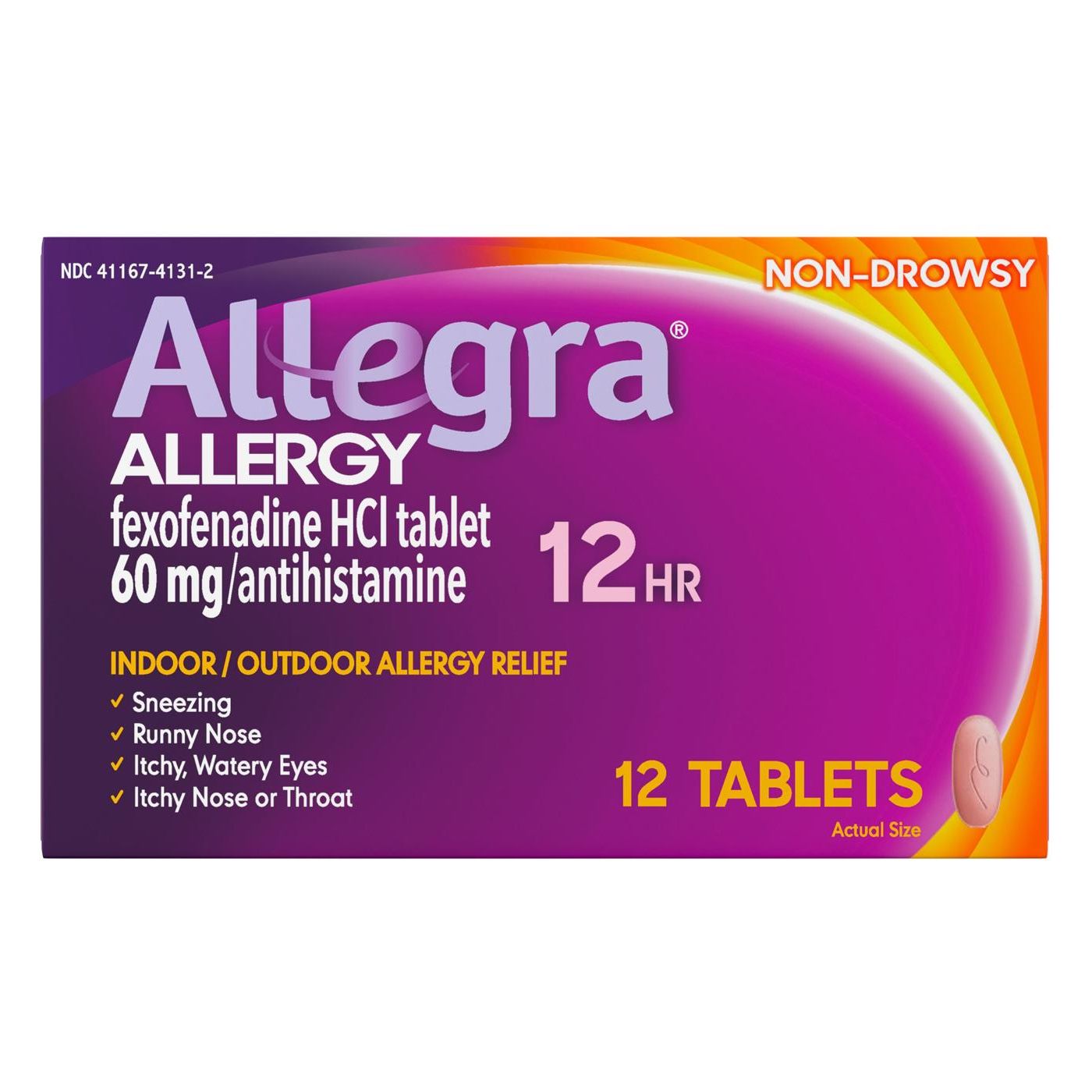 Allegra Adult Non-Drowsy Allergy Relief, 12 Hour (60mg), 12 Tablets