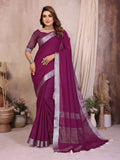 Anaita Purple Weaving Linen Cotton Saree With Blouse