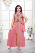 Traditional Designer Fandy Silk Pink Ethnic Fusion Wear - Anbazaar