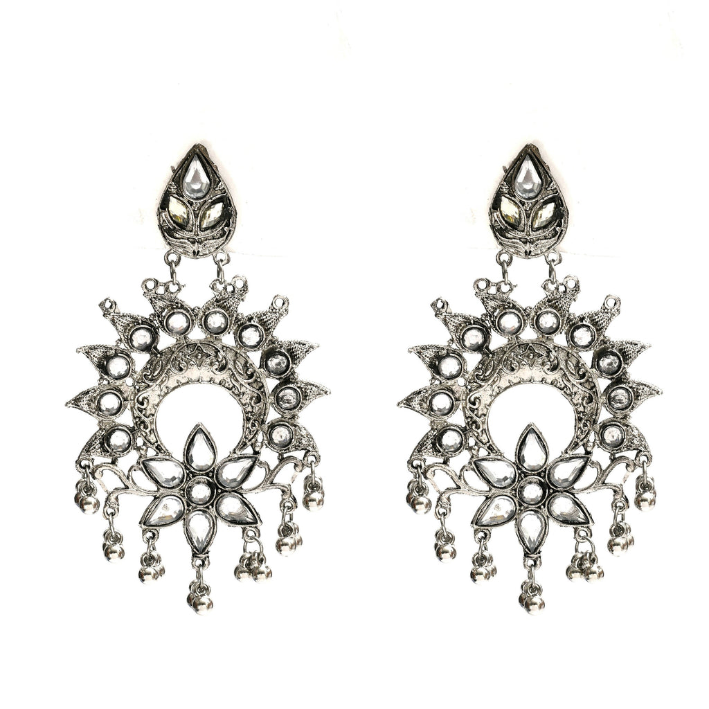 Mominos Fashion Johar Kamal Women Silver-Plated Brass Finish Rani Haar Statement Necklace