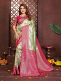 Aastha Fashion Pista Tissue Silk Weaving Saree
