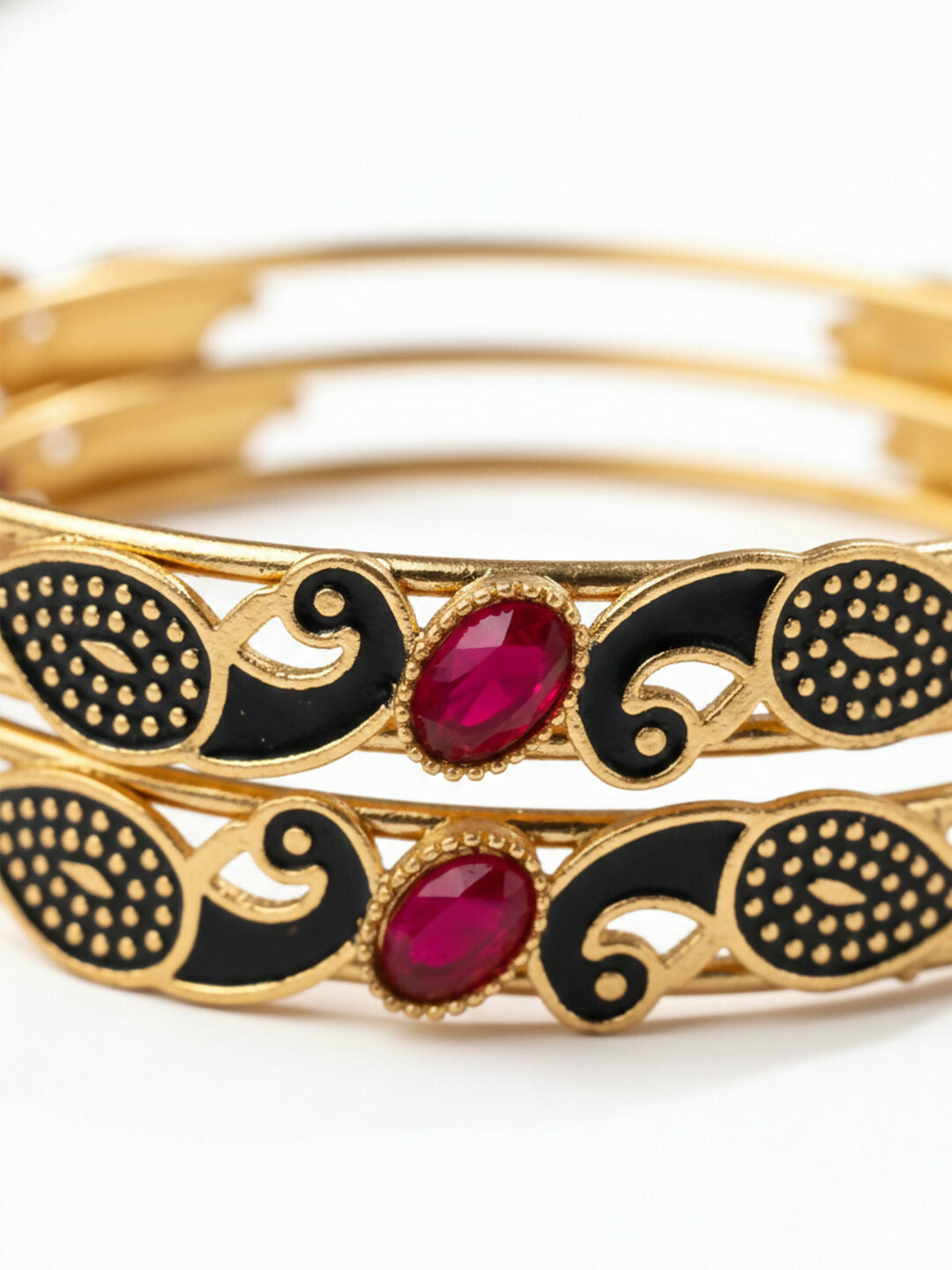 NVR Women Set of 2 Gold Plated Handcrafted Kada Bangle