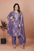 Teeya Creation Lavender Chinon Embroidery Work Party Wear Salwar Suit