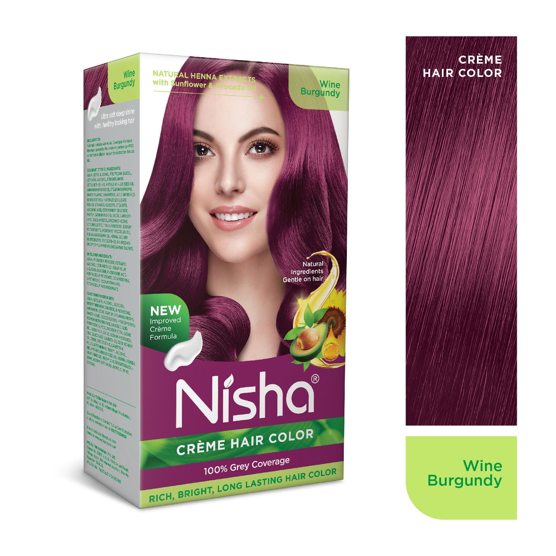 Nisha Creme Hair Color for Women - Wine Burgundy