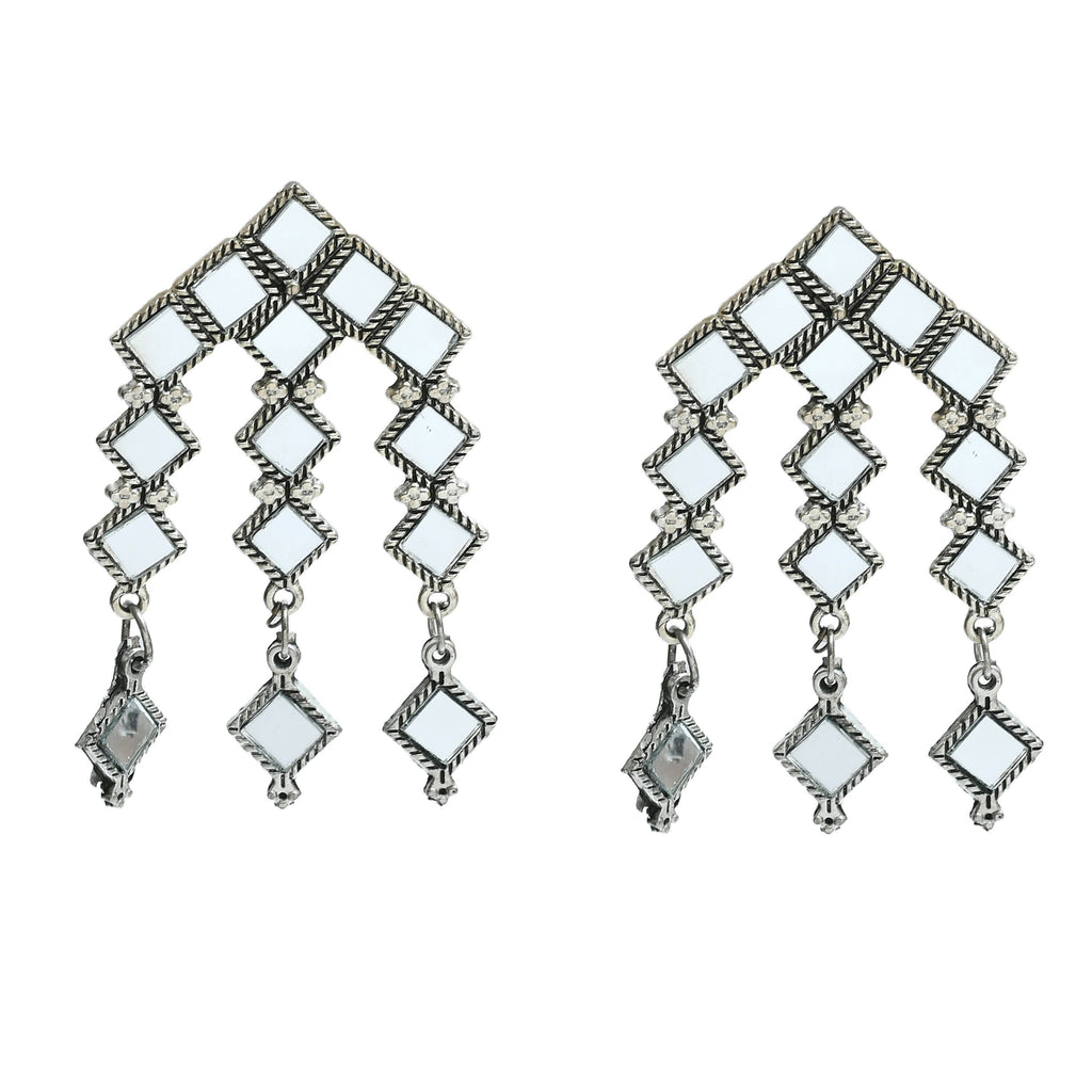 Mominos Fashion Johar Kamal Oxidised Silver-Plated Alloy Finish Mirror Choker For Women