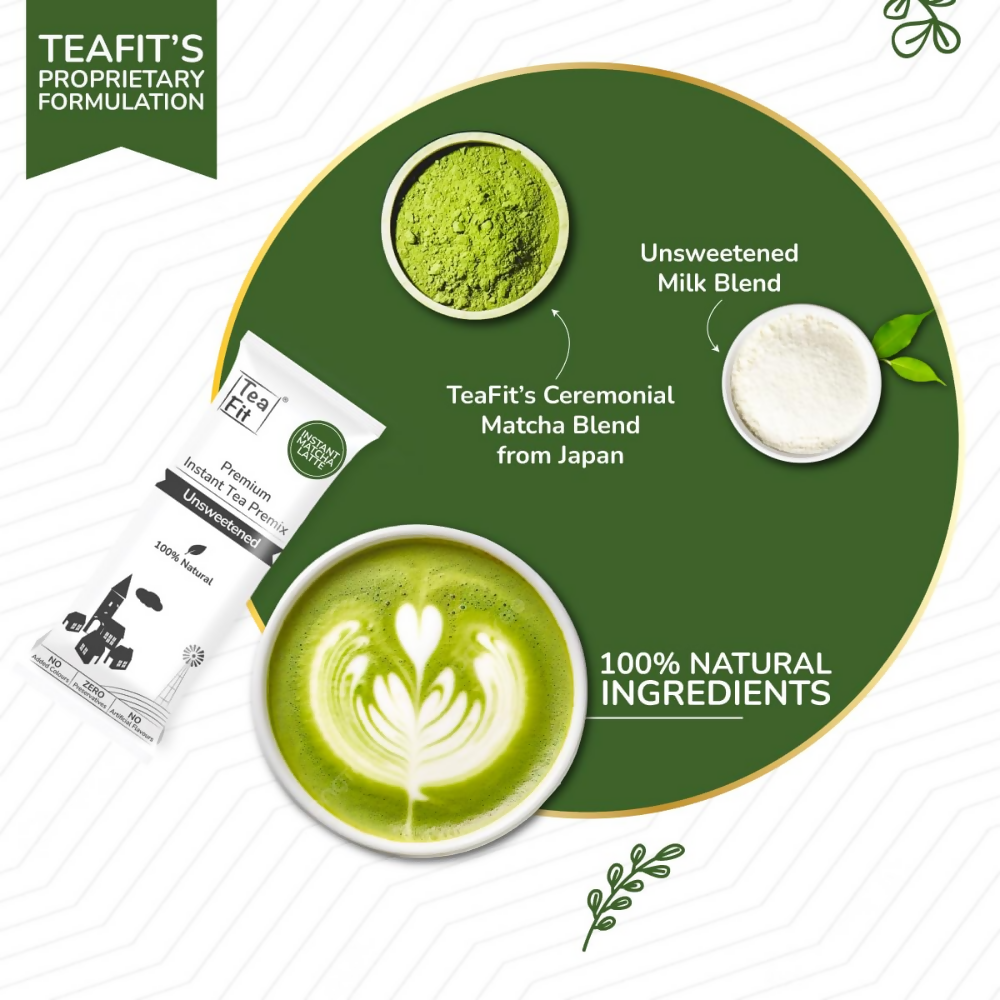 TeaFit Ceremonial No Sugar Instant Matcha Latte Premix