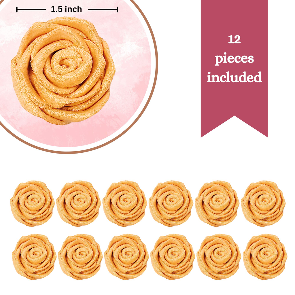 Confect Gold | Edible Metallic Sugar Roses Topper