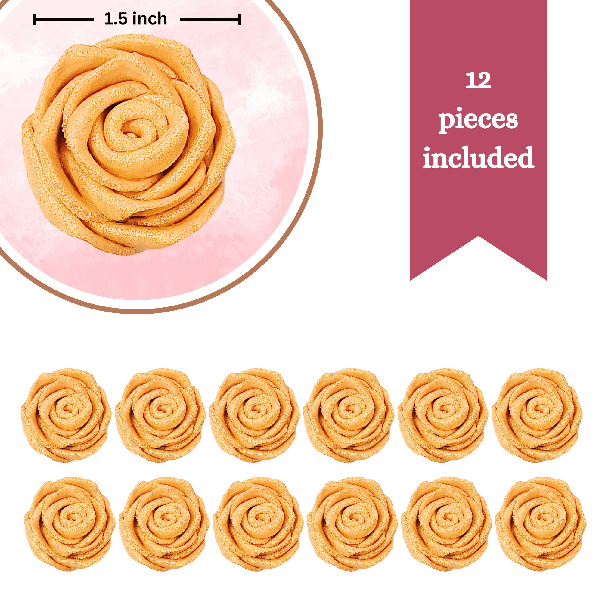 Confect Gold | Edible Metallic Sugar Roses Topper