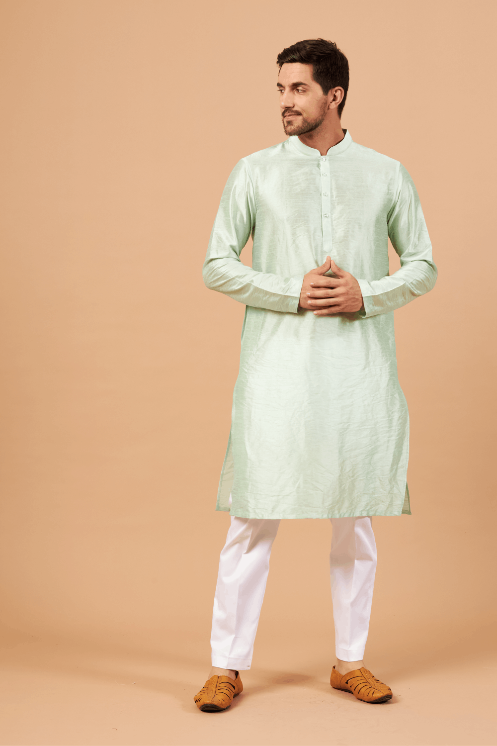 Pastel Green Designer Men's Kurta by Hilo Design
