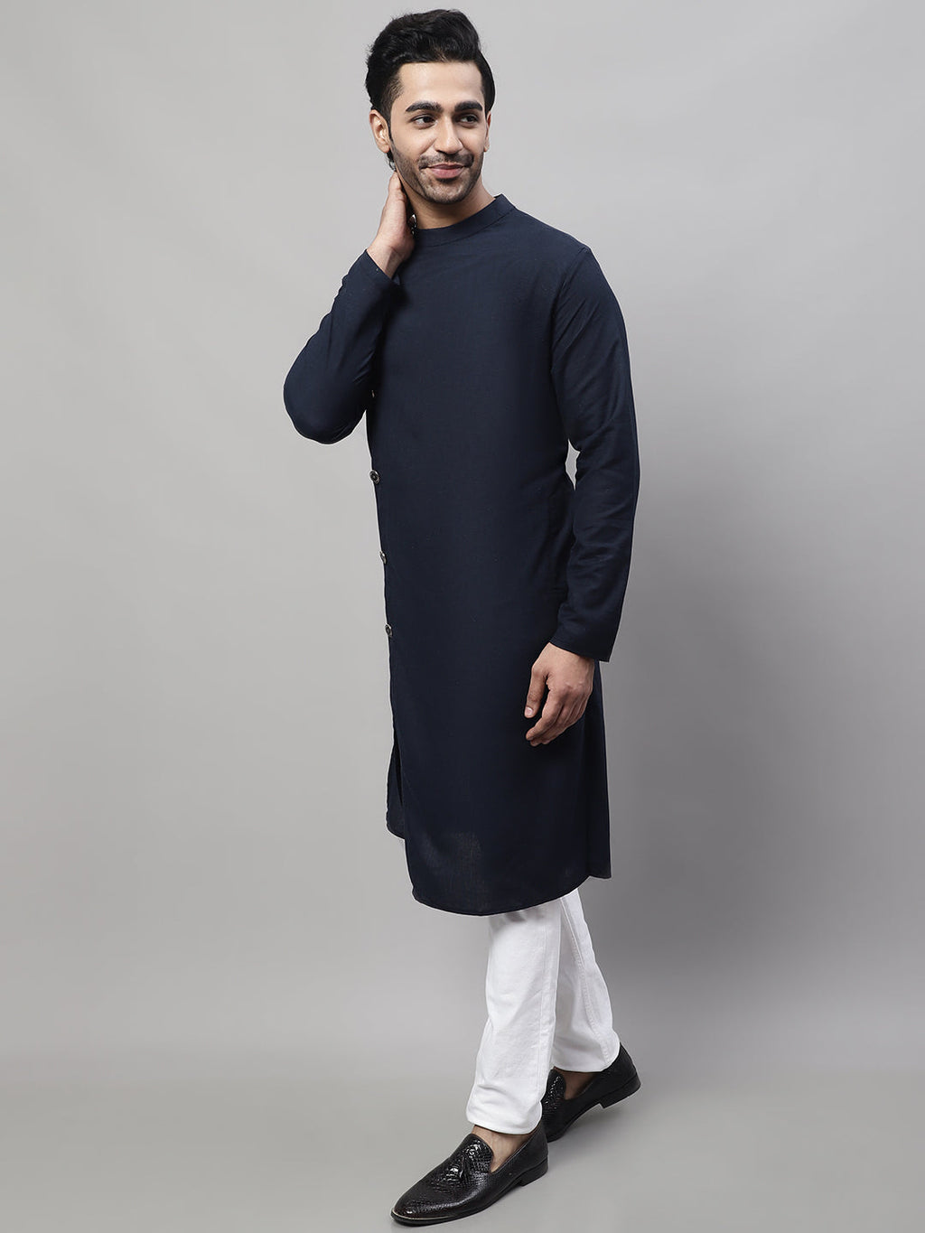 Even Apparels Blue Sherwani Kurta With Asymetrical Cut