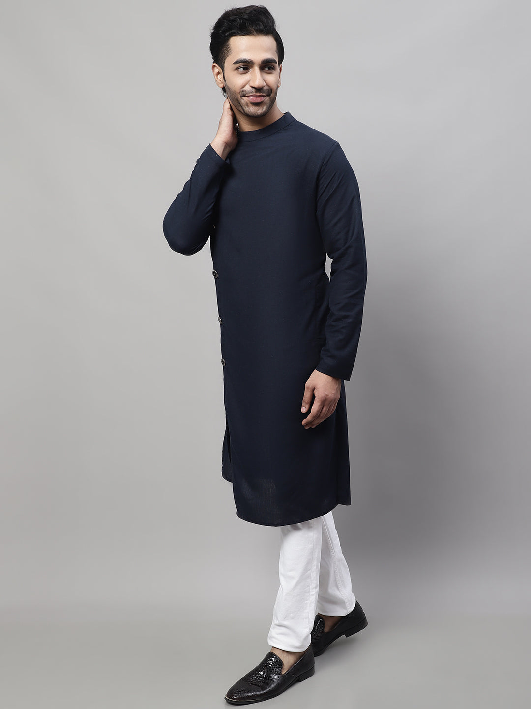 Even Apparels Blue Sherwani Kurta With Asymetrical Cut