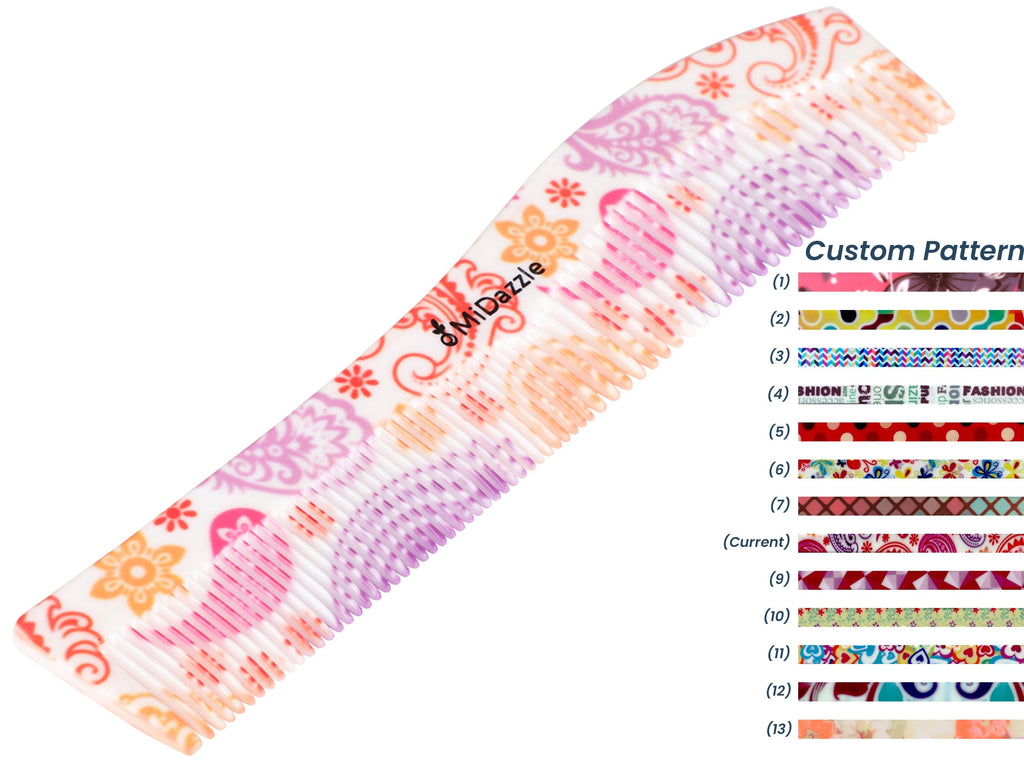 MiDazzle 360 Floral Dual Teeth Comb - Large