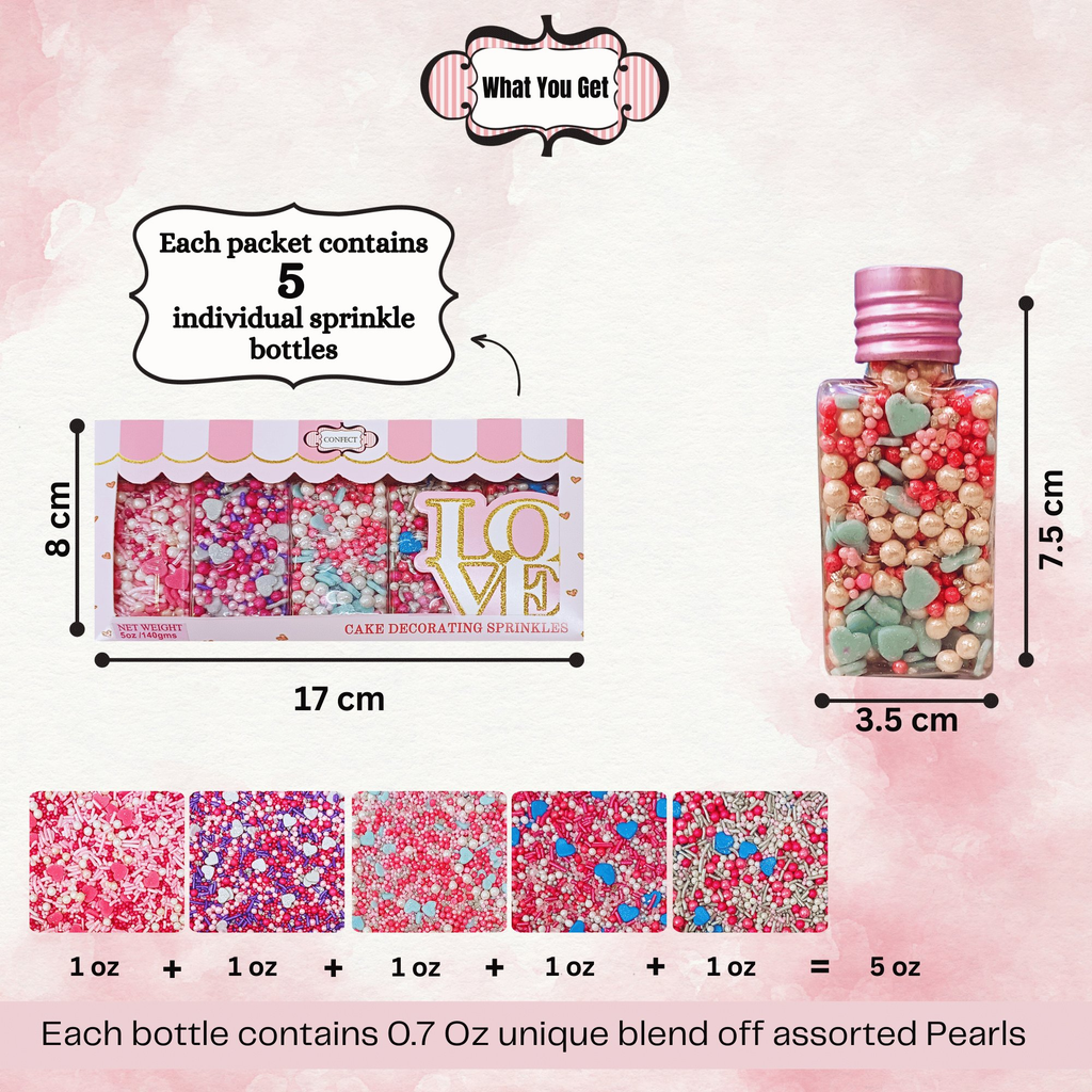 Confect Valentine Sprinkles | 16 Edible Decoration for Baking & Dessert