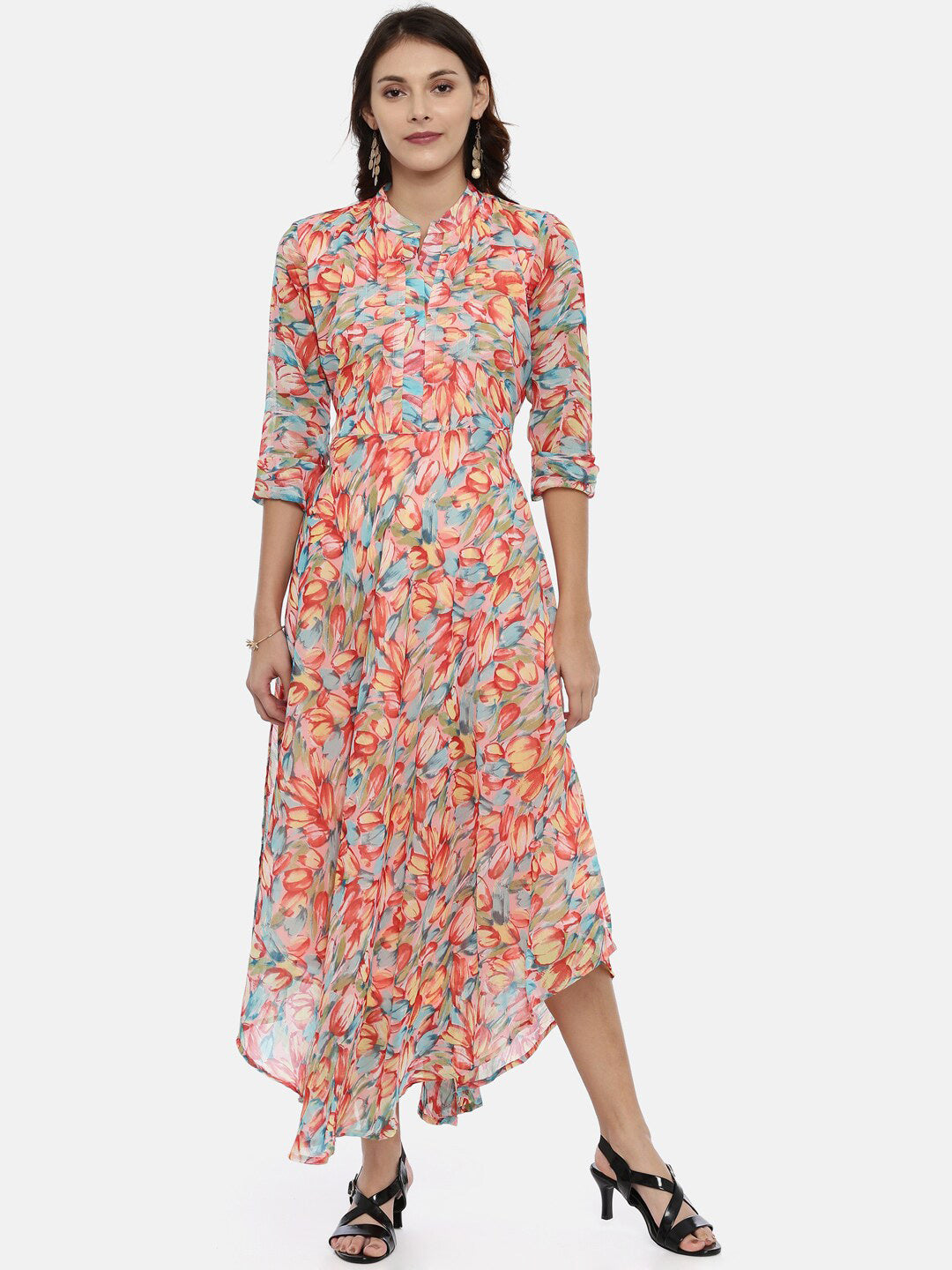 Souchii Floral Chiffon Midi Dress