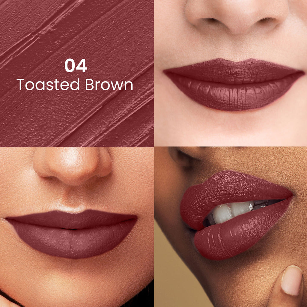 Swiss Beauty Satin Comfort Smooth Glide, Highly Pigmented , Ultra Hydrating Lipstick - 4 Toasted Brown