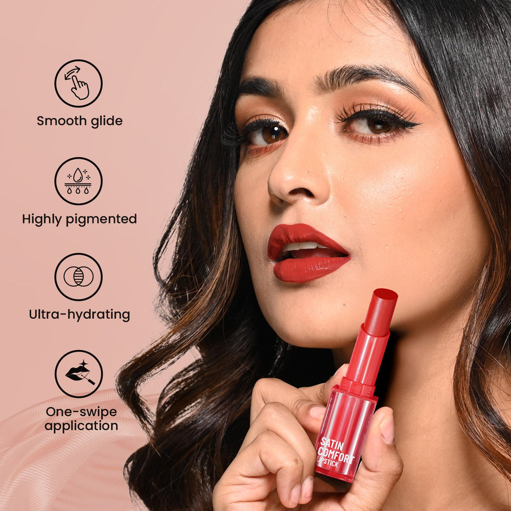Swiss Beauty Satin Comfort Smooth Glide, Highly Pigmented , Ultra Hydrating Lipstick - 8 Salmon Pink