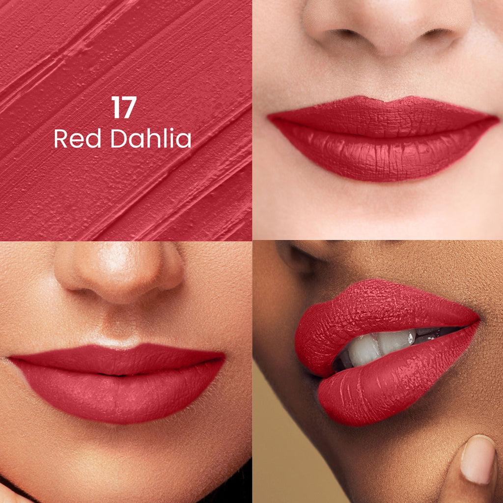 Swiss Beauty Satin Comfort Smooth Glide, Highly Pigmented , Ultra Hydrating Lipstick - 17 Red Dahlia
