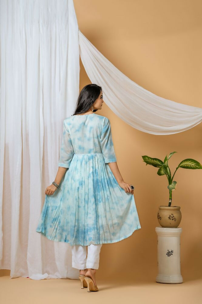 Joban Fashion Blue Tie & Dye Kurta Pant Set