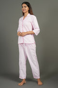 Breathables Women Cotton Night Suit Shirt And Pants Co-Ord Set Pink I Nightwear | Loungewear Set