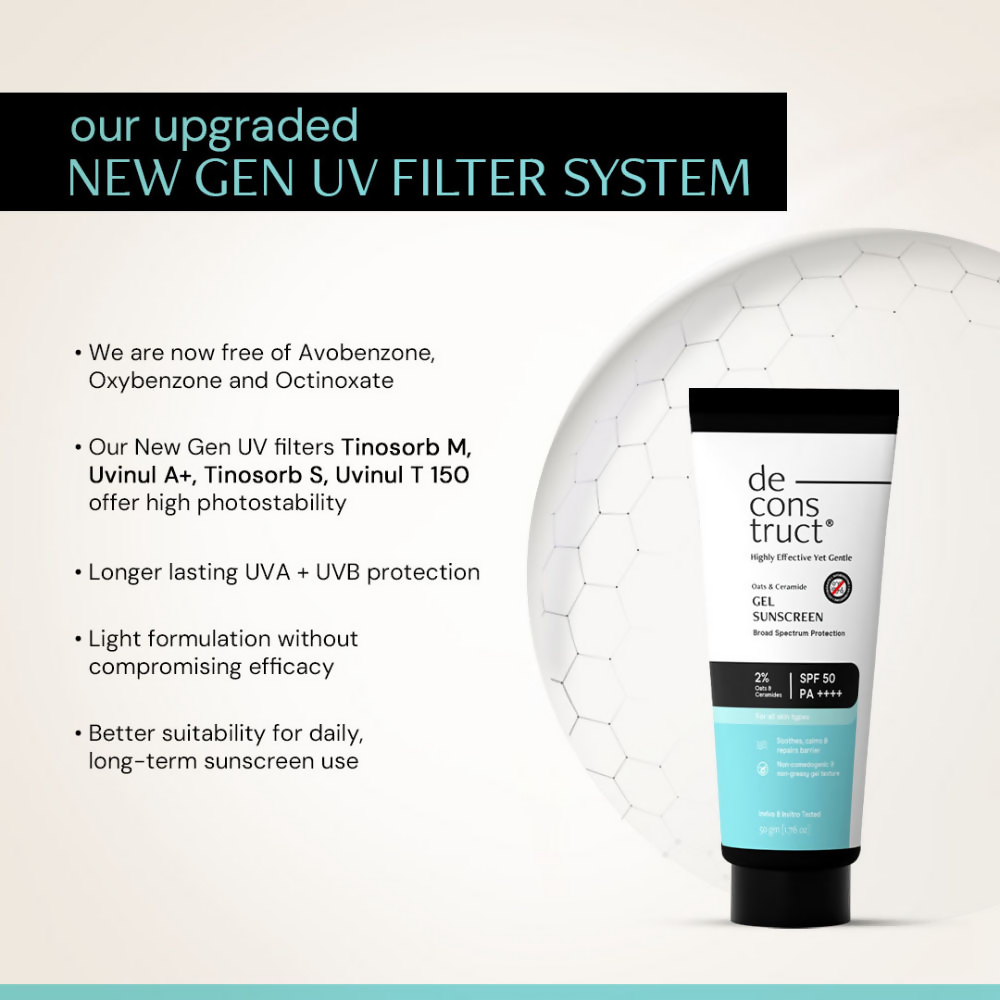 Deconstruct Oats & Ceramide Gel Sunscreen In Vivo Tested SPF 50 PA+++