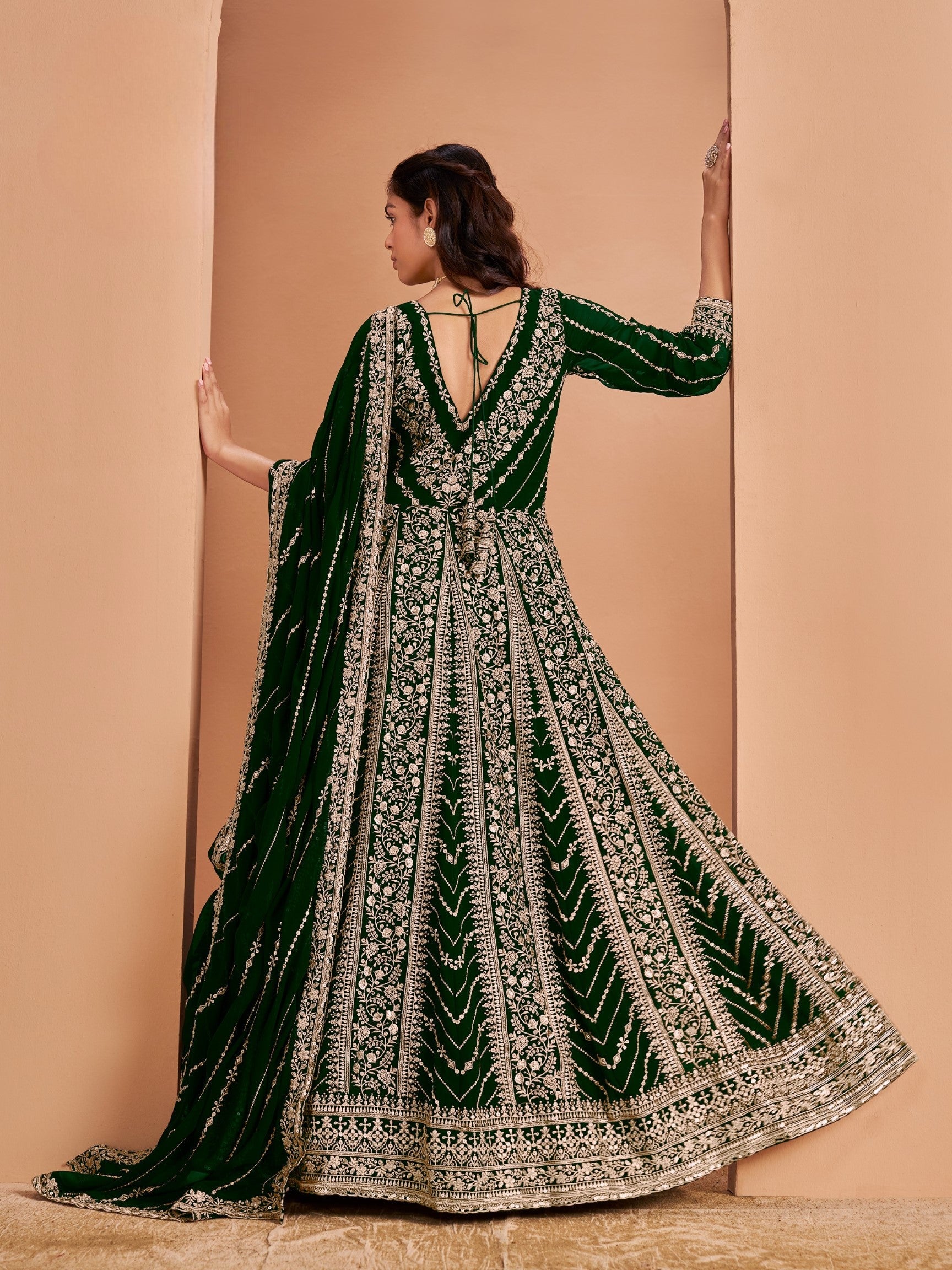 Anaita Dark Green Georgette Embroidered Salwar Suit