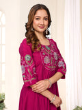 Pramukh Fab Rani Pink Color Viscose Roman Silk Kurta Set