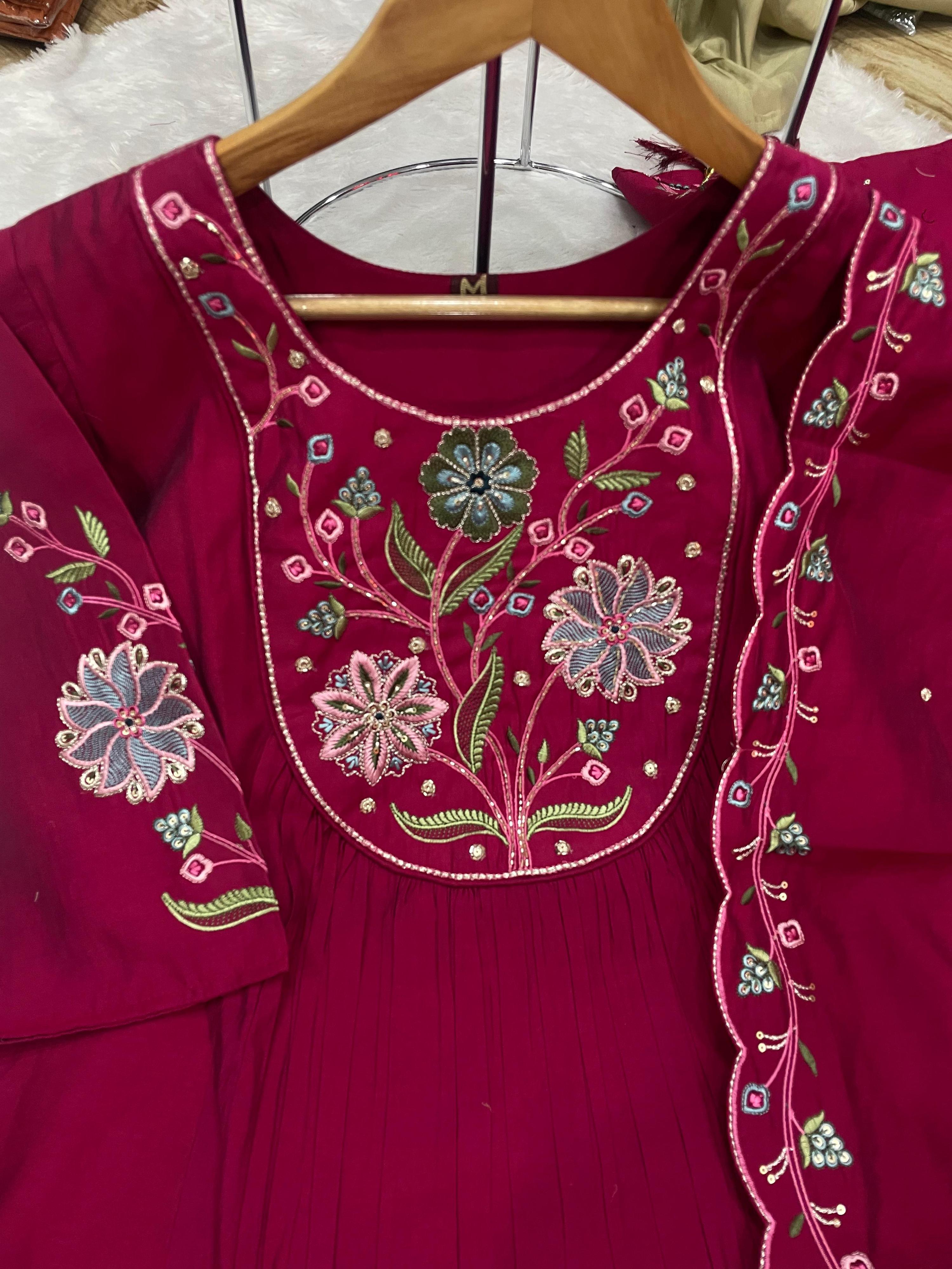 Pramukh Fab Rani Pink Color Viscose Roman Silk Kurta Set