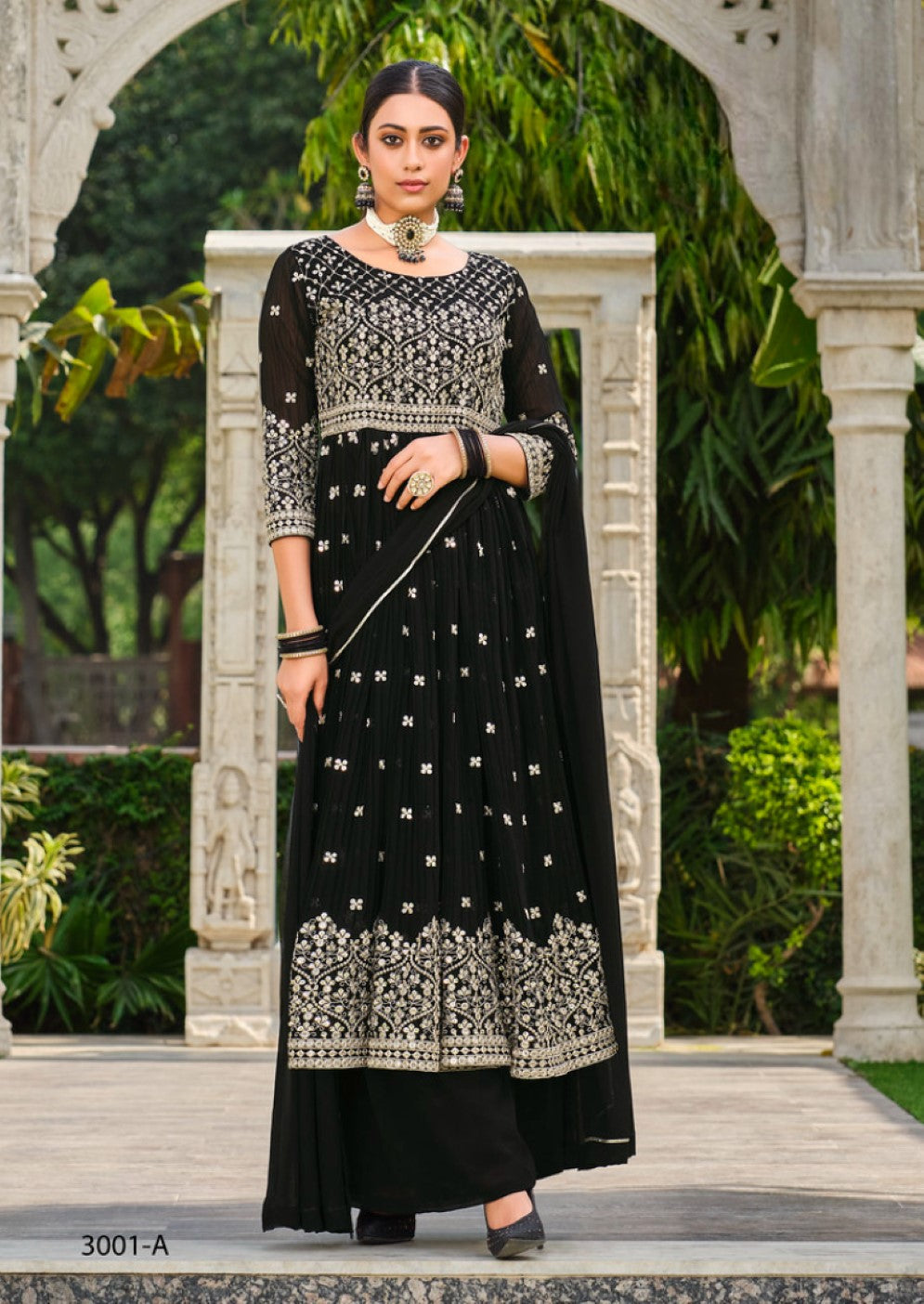 Anaita Black Faux Georgette Plazzo Suit With Embroidery & Sequins Work