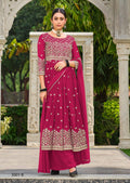 Anaita Red Faux Georgette Plazzo Suit With Embroidery & Sequins Work