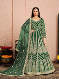 Anaita Green Embroidered Net Anarkali Suit