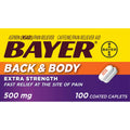 Bayer Back & Body Extra Strength Pain Reliever Aspirin W Caffeine, 500mg Coated Tablets