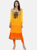 Souchii Women Yellow & Orange Quirky Printed Kurta