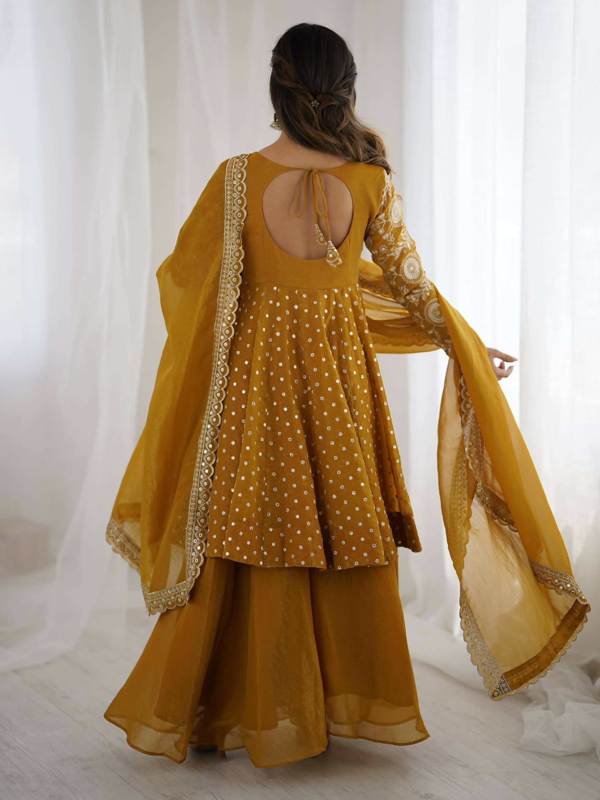 Teeya Creation Women'S New Trendy Embroidery Sequence Work  Yellow Kurta Set